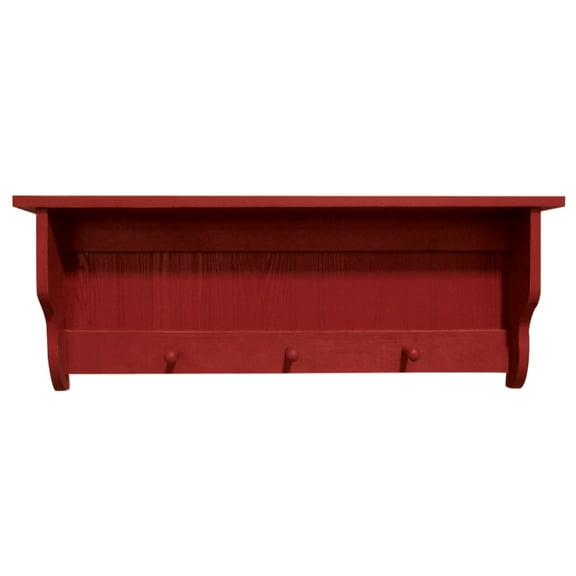 Contemporary Home Living 36" Red Rectangular Storage Shelf with Pegs