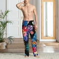thumbnail image 5 of Uemuo Tropical Palm Leaves Pattern Men's Wide Leg Palazzo Lounge Pants with Pockets Light Weight Loose Comfy Casual Pajama Pants-Medium, 5 of 9