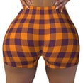 thumbnail image 2 of Lsque Fall Buffalo Plaid Pattern High Waisted Biker Shorts for Women-Tummy Control Fitness Athletic Workout Running Yoga Gym Shorts,Moisture-Wicking-Large, 2 of 9