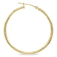 thumbnail image 2 of SZUL Women's 10K Yellow Gold Shiny Diamond Cut Engraved Hoop Earrings (35mm), 2 of 4