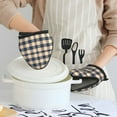 thumbnail image 2 of Blue Brown Twill Stripe Plaid Oven Mitts Heat Resistant - Soft Lining Silicone Mini Oven Mitts with HangingLoop, Kitchen Oven Gloves Heat Resistant 500℉ for Cooking Baking Microwave, 2 of 7