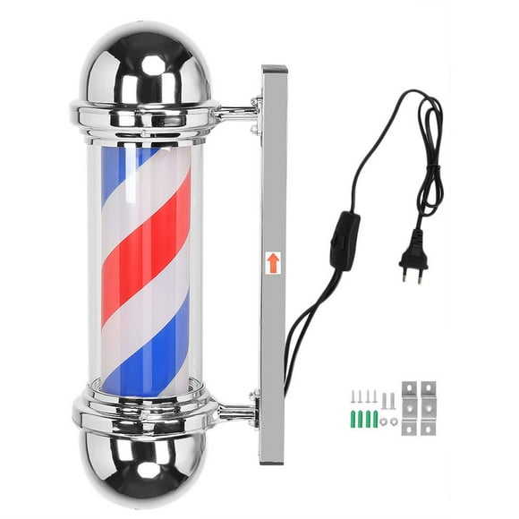 Barber Shop Pole - 50cm/19.7inch, Red White Blue, Rotating Light, Hair Salon Light