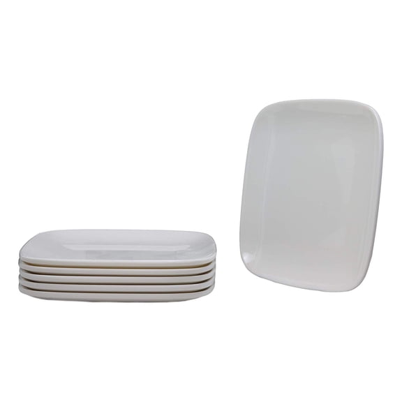 Ebros Contemporary 6.5" Square White Jade Melamine Dessert Plates Pack Of 6