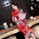 thumbnail image 3 of Cheongsam largo de satén con estampado de agujeros multicolor de otoño, talla grande, estilo retro, ajustado, para banquetes, pasarela, 3 of 6