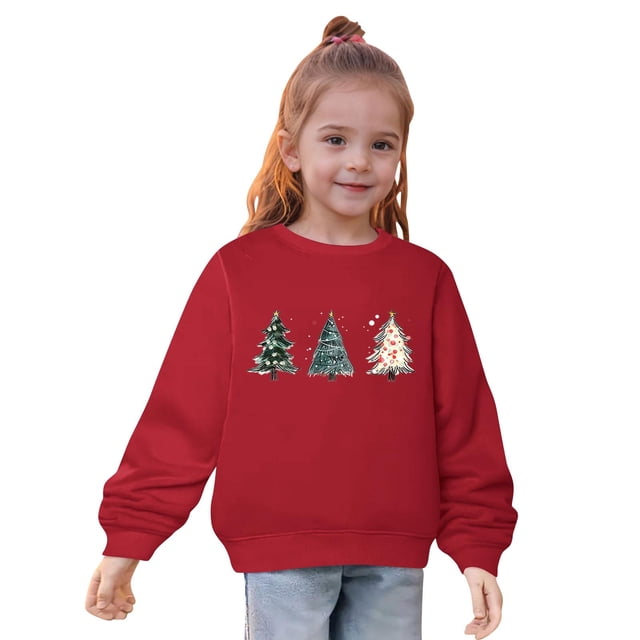 Diufon Chandail en Molleton de Noël pour Garçons et Filles Manches Longues Col Rond Chandail Automne Hiver Hauts Chauds