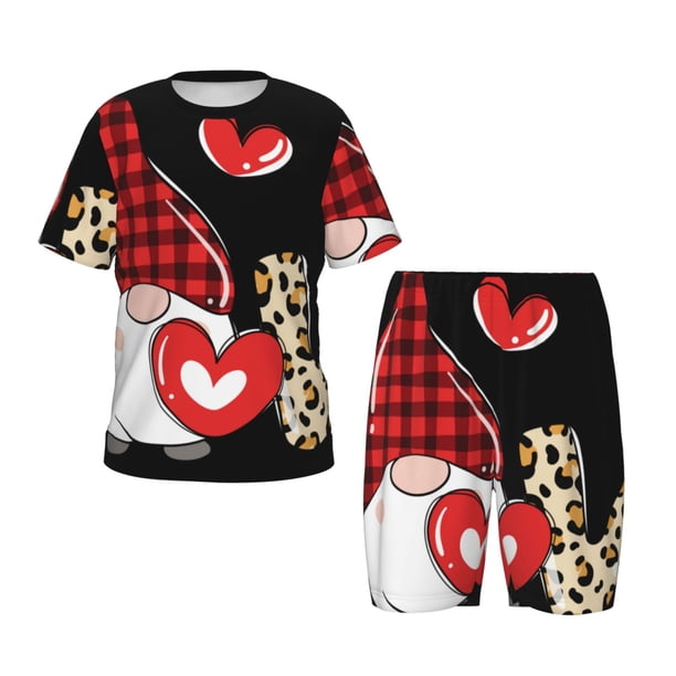 Balery Love Gnomes Conjunto de Pijama Infantil de Manga Corta con Estampado – Ropa de Dormir de Algodón Suave-Large