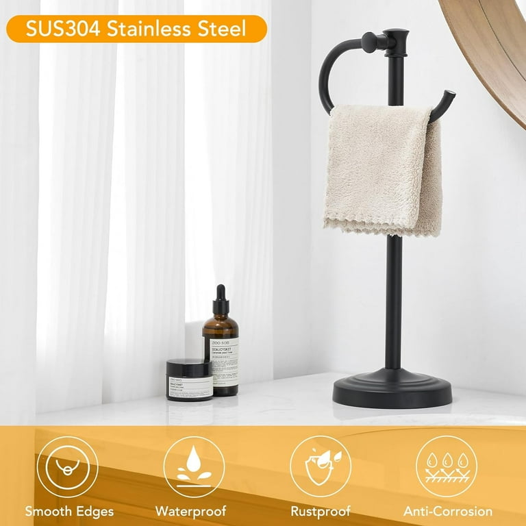 17 Inch Matte Black Stand Towel Bar Hanger Hand Towel Bar Bathroom - Main Image