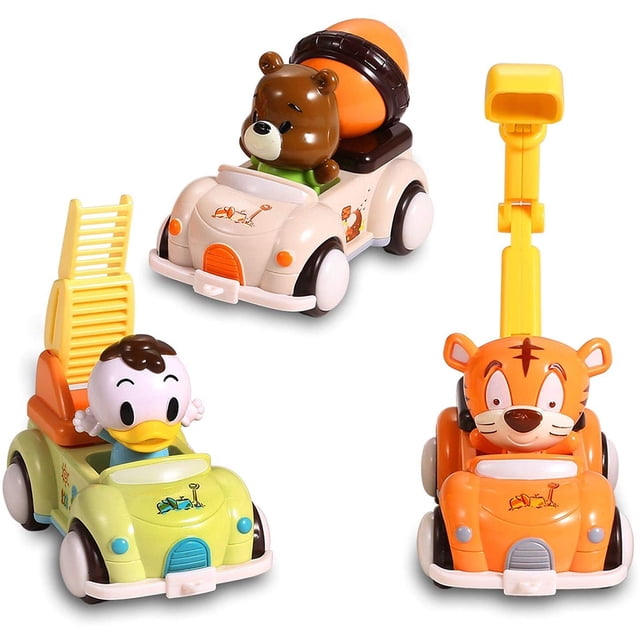 Bebé Dibujos Animados Animales Fricción Coches Juguetes Push And Go Coches Juguetes Para Niños Niñas 3 Unids/Set Yuarrent FN004795-00