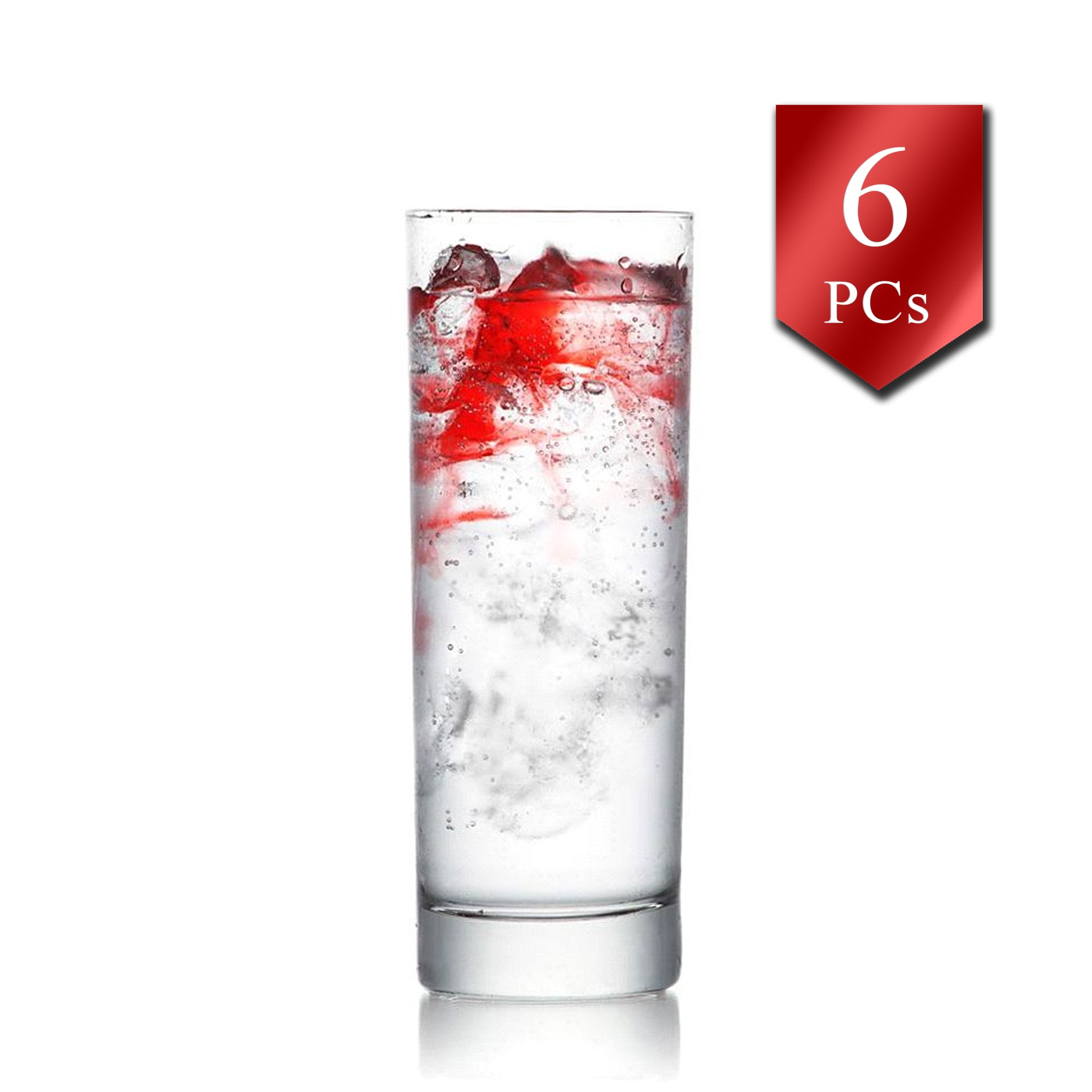 Lav Highball Drinking Glasses Set of 6,  Water and Juice Glassware Set, 10.7 oz