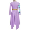 thumbnail image 5 of TSSOE Kids Girls Worship Praise Dance Dress Long Sleeve Irregular Tunic Liturgical Church Robe Performance Dancewear Light Purple 14, 5 of 6
