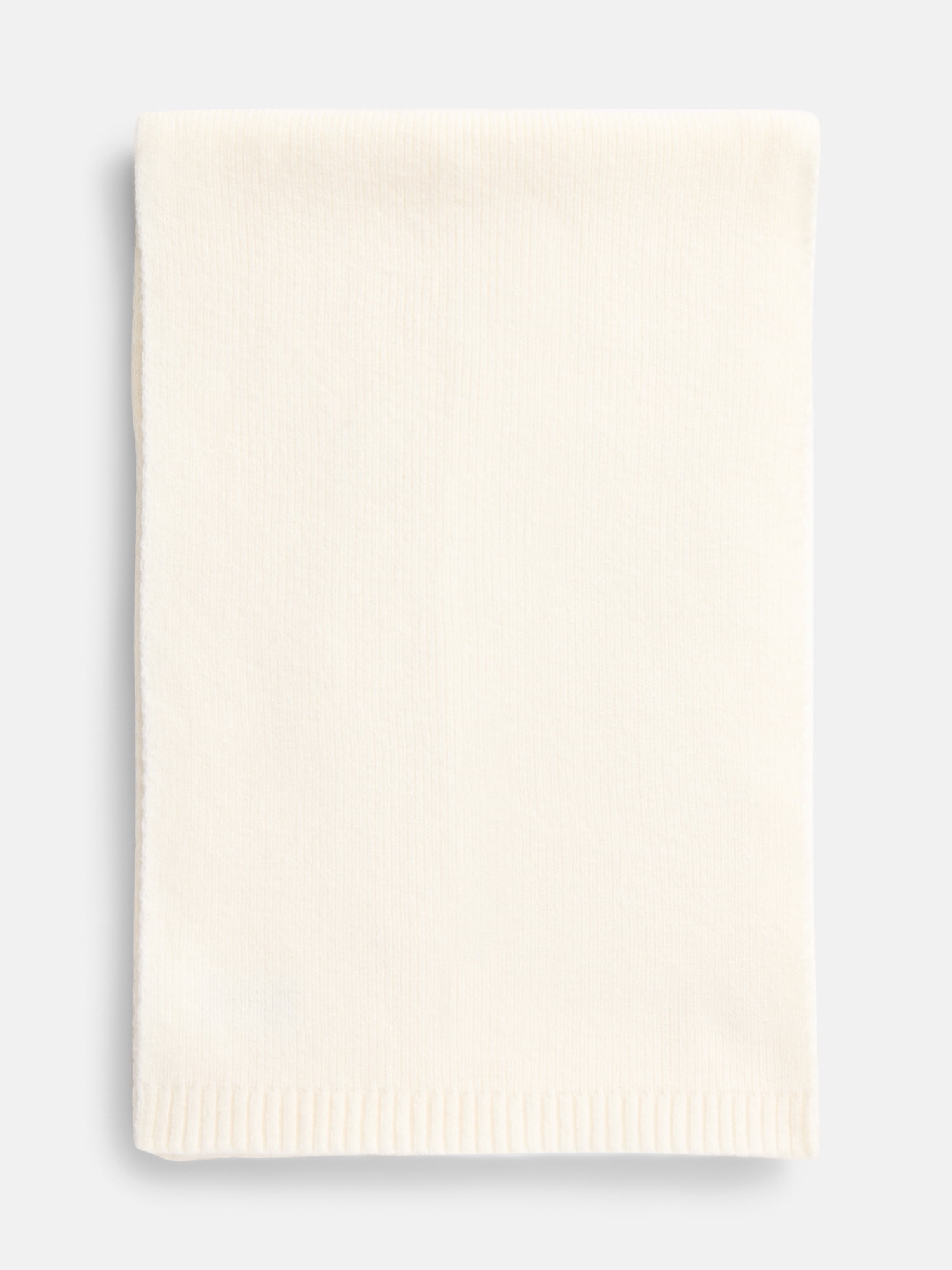 Scenario Women's Knit Oblong Scarf with Ribbed Trim, Winter White