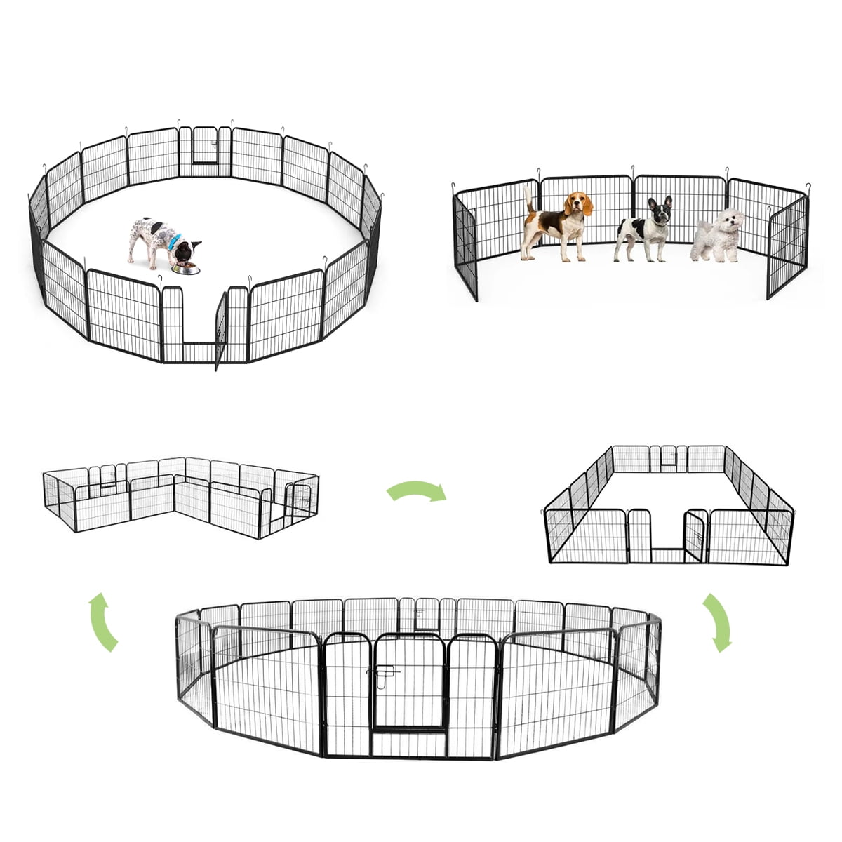 Geniqua 2x 8-Panels 24" Tall Folding HeavyDuty Metal Dog Playpen Exercise Fence Kennel