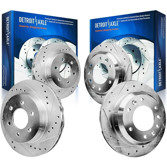 Detroit Axle - Brake Rotors for 2006-2012 2014 Kia Sedona, 2007-2009 Entourage, Drilled and Slotted Disc Brake Rotors Front & Rear 2008 Replacement Brakes