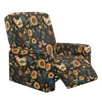 Whosucclay Rooster Chicken Sunflower Butterfly Print Recliner Slipcover Stretch Reclining Chair Covers Recliner Chair Covers with Storage Pocket Furniture Protector 4 Pieces Sofa Cover Prevent Stain