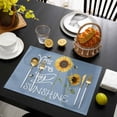 thumbnail image 3 of Sunflowers Placemats Set of 12, Modern Bee You Are My Sunshine Blue Placemats for Dining Table, Place Mats for Kitchen Tabletop, Waterproof Wipeable Dining Table Mats Set, 3 of 9