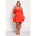 thumbnail image 3 of SURJDE Women's Off Shoulder Strapless Ruffle Mini Plus Size Swing Dresses, 3 of 6