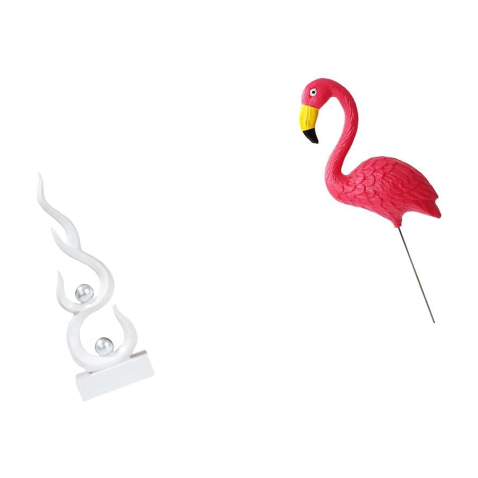 Dualoai Abstract Fire Bird Resin Flame Figurine Modern Sculpture Ornament for Patio Office Bookshelf Yard Art Fairy Garden Flamingo Stake Holiday Spring Gift