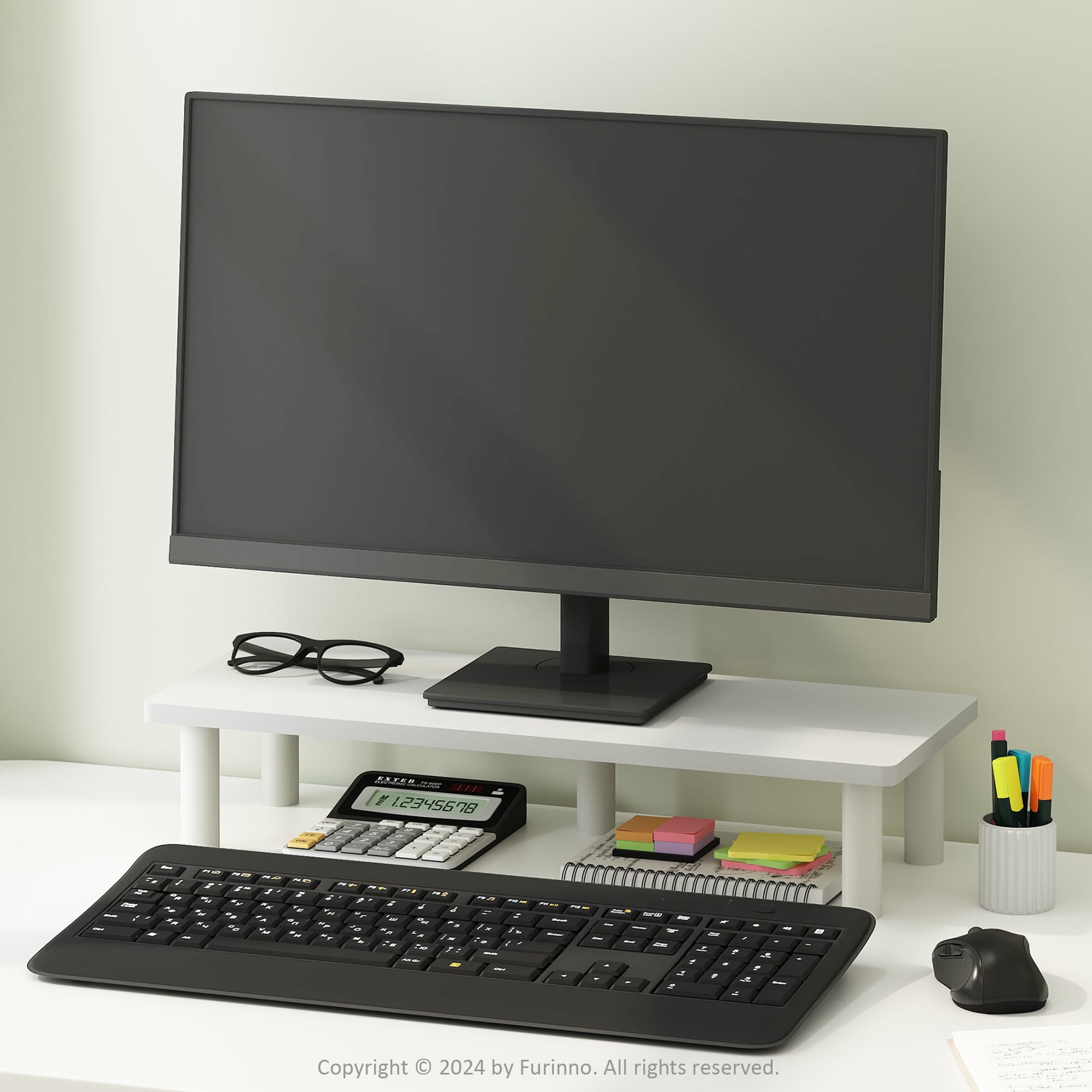 Furinno TURN-N-TUBE Monitor Riser Stand in White/White