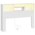 thumbnail image 6 of Wood Headboard for Full and Queen Bed, LED Headboard with Changing Station and Storage Cabinet for Bedroom, White (Not Include Bed）, 6 of 11