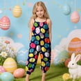 thumbnail image 2 of 1-10 Years Toddler Baby Girl Easter Outfit Rabbit Sleeveless Romper Jumpsuit Overalls Spaghetti Strap Wide Leg Summer Suspender Pants Playsuit Black, 2 of 6