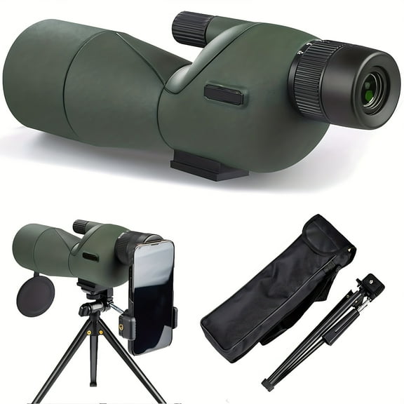 25-75x60 Spotting Scopes With Tripod Carrying Bag And Smartphone Adapter For Target Shooting Hunting Bird Watching Gifts For Dad