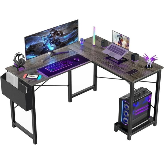 50' L shaped Gaming Desk,  Computer Desk with Monitor Stand, Game Room,  Ergonomic Studio Desk, Office desk
