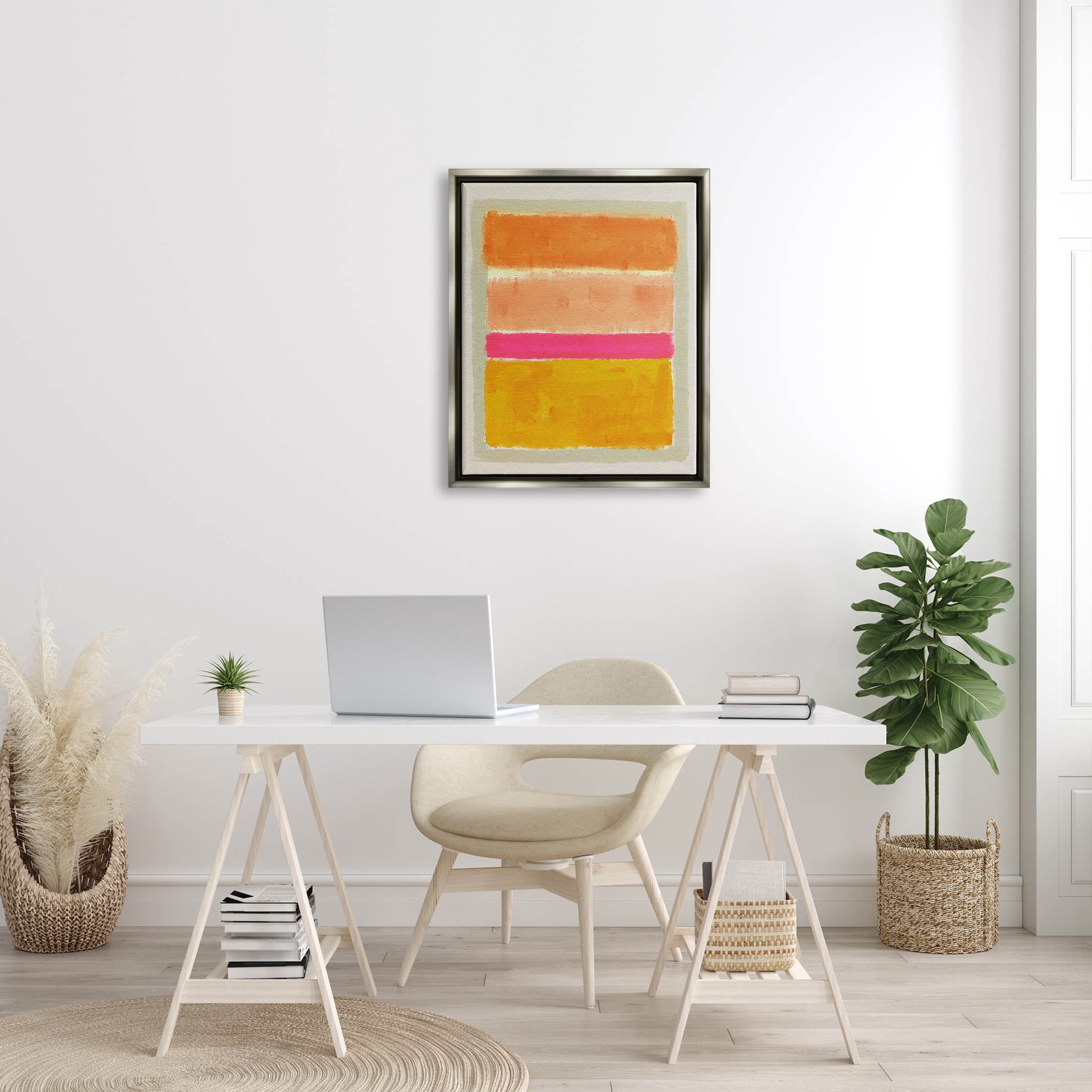 Stupell Industries Abstract Blocked Square Forms Painting Luster Gray Floating Framed Canvas Print Wall Art, Design by Victoria Barnes