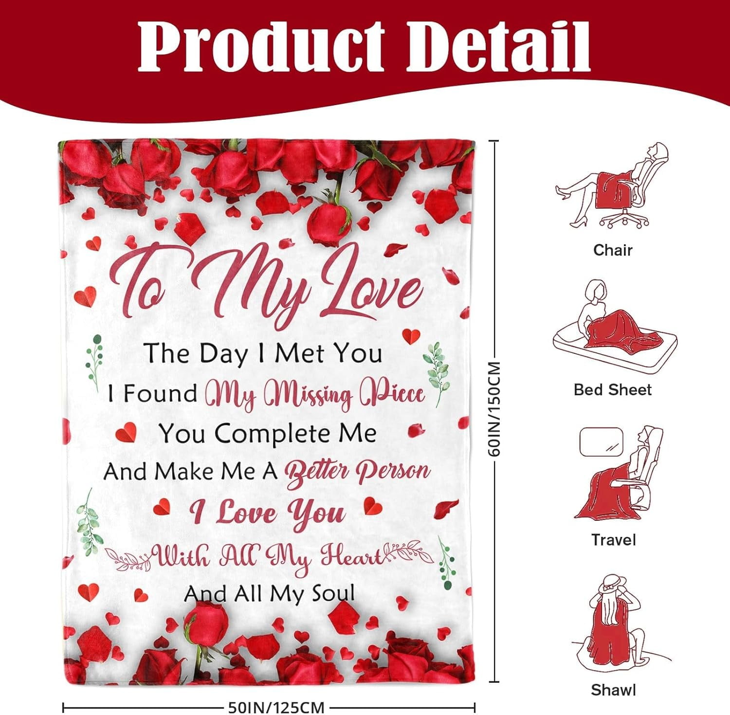 Valentines Gifts for Her, Gifts for Girlfriend, Anniversary Romantic Gifts for Women, I Love You Gifts, Rose Gifts, Christmas Mothers Day Birthday Gifts for Girlfriend, Love Blanket