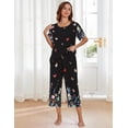 thumbnail image 4 of Ekouaer Women's Two Piece Lounge Set Short Sleeve Shirt and Capri Pants Mumu Pajama with Pockets Loungewear Pjs Sets, 4 of 7