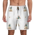 thumbnail image 2 of Goofa Rabbit Blowing Dandelions Printed Men's Swim Trunks Board Shorts Quick Dry Mens Swimming Trunks with Compression Liner,Breathable Fit Hawaii Beach Shorts-X-Large, 2 of 9