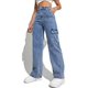 thumbnail image 1 of Pantalones cargo Pantalones de senderismo elásticos de cintura alta con múltiples bolsillos Y2K holgados para mujer, 1 of 6
