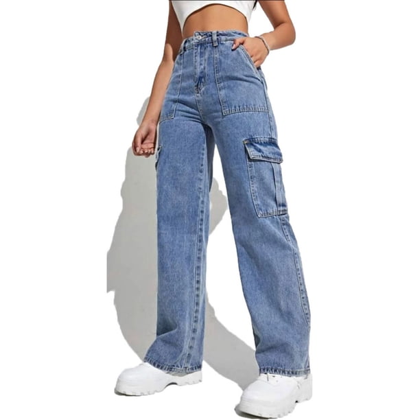 Pantalones cargo Pantalones de senderismo elásticos de cintura alta con múltiples bolsillos Y2K holgados para mujer