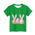 thumbnail image 5 of Annhoo Kids Easter Shirts Boys Girls Print Graphic Block Color Crewneck Unisex Short Sleeve Tops Soft Clothes, 5 of 5