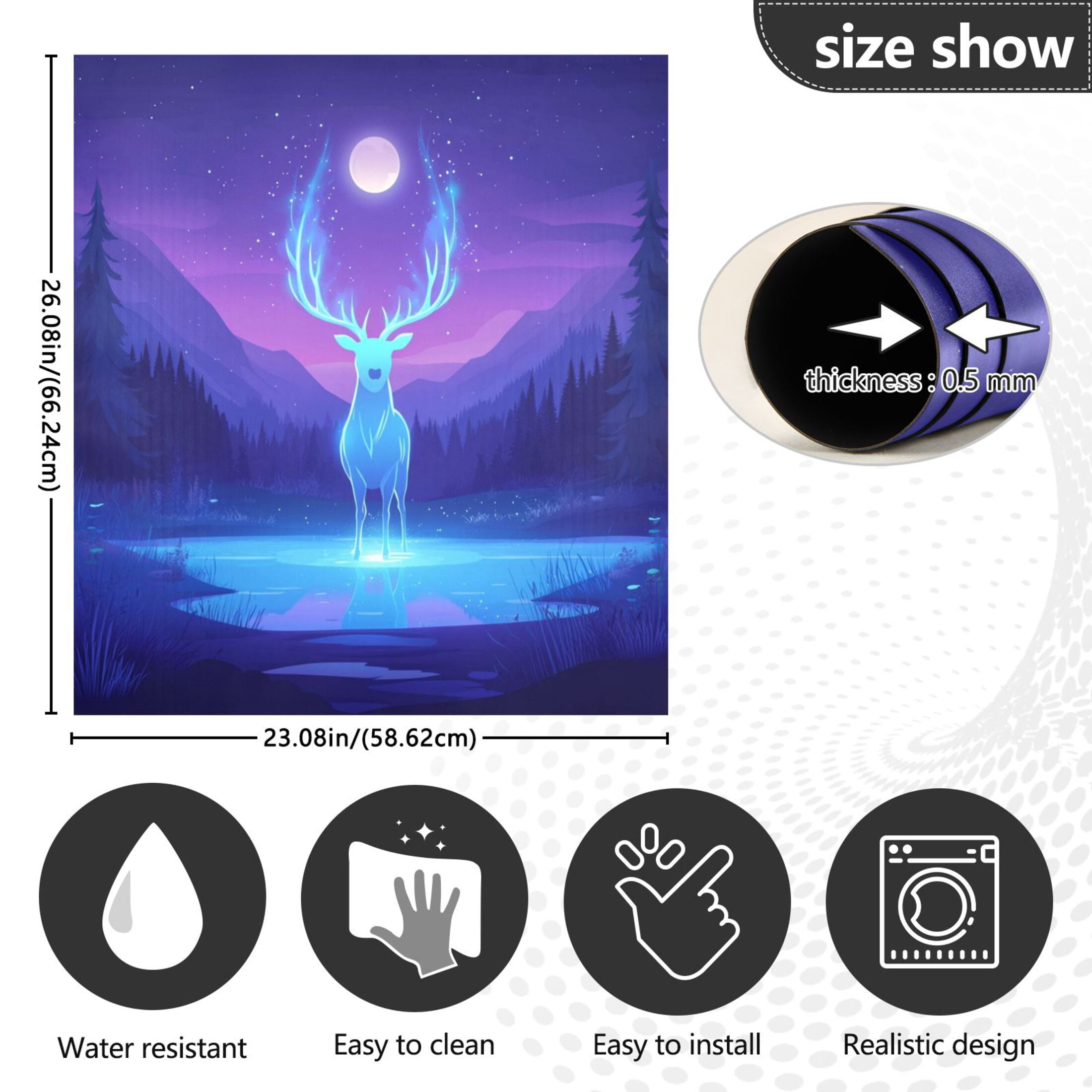 Dishwasher Magnetic Sticker 23x26 Inch Refrigerator Magnetic Sticker Washing Machine Magnetic Sticker Kitchen Panel Magnetic Sticker Home Decor Cartoon Purple Elk