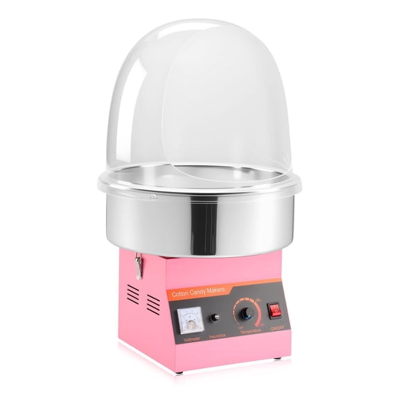 Commercial Cotton Candy Machine 1000W Stainless Steel Bowl Sugar Scoop Cover Pink for Carnival Birthday Party
