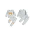 thumbnail image 2 of Baby Toddler 2 Piece Fall Outfit 0 6 12 18 24 Months 2T 3T Bear Embroidery Long Sleeve Sweatshirt and Elastic Pants Set for Newborn Infant Fall Clothes, 2 of 9