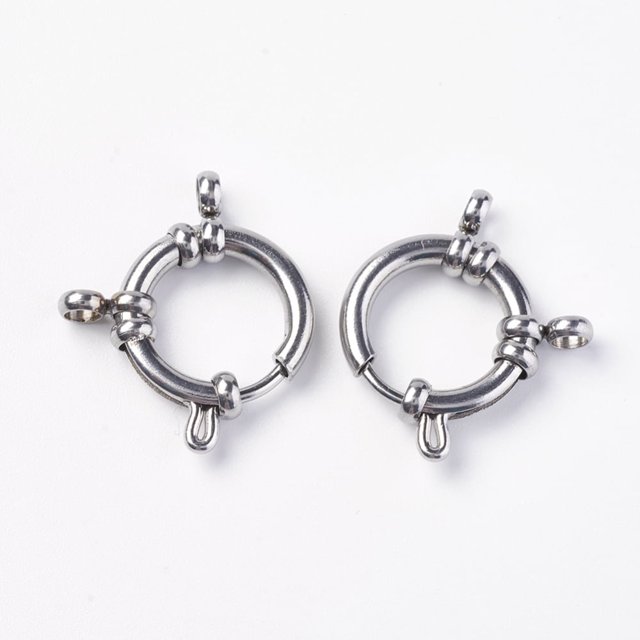 HLONK 50 Pcs Anneaux à Ressort en Acier Inoxydable 304 Résistant à la Ternissure, Couleur Acier Inoxydable, Trou 18.5x14x2.5mm, 3mm DIY