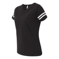 thumbnail image 2 of Women's Football V-Neck Fine Jersey Tee Color Black Solid/ White Small Size, 2 of 5