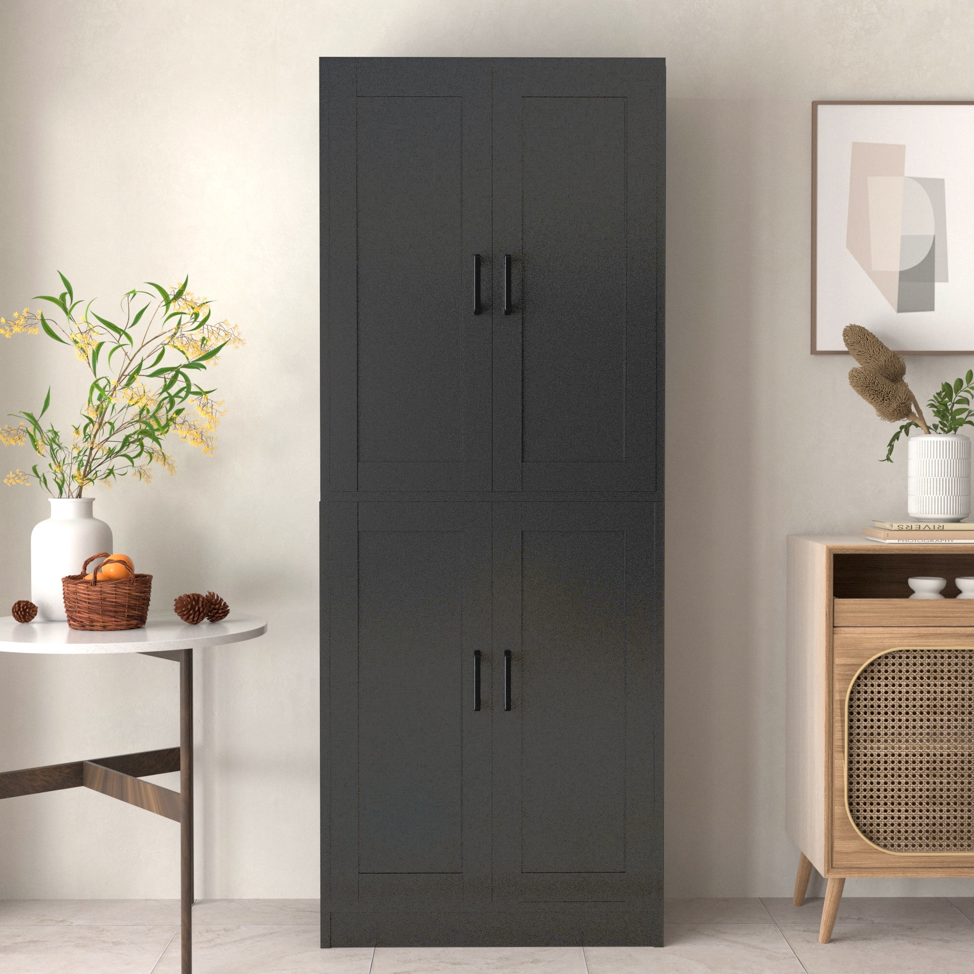 DIYART Black Kitchen Pantry Cabinet, 71" Tall Kitchen Storage Cabinet with doors, Kitchen Pantry Hutch with Storage for Kitchen, Dining Room