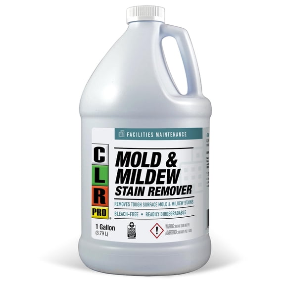 CLR PRO Heavy Duty Bleach-Free Mold and Mildew Stain Remover, 1 Gallon Bottle, Unscented Multi-Surface Stain Remover, Works on Tile, Wood, Concrete,