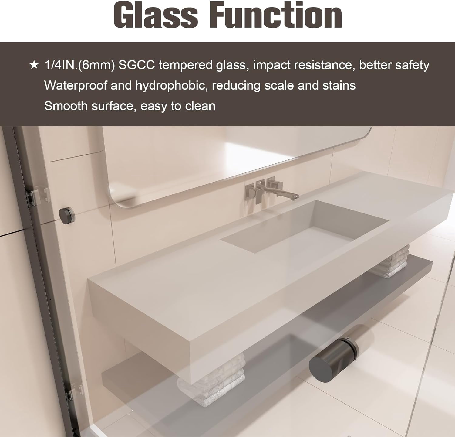 56-60" W x 58" H Bathtub Shower Door, Double Sliding Semi-Frameless Tub Shower Door with Premium 1/4 Inch (6mm) Thick SGCC Tampered Glass, Explosion-Proof Film, Matte Black