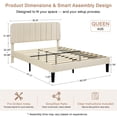thumbnail image 3 of VECELO Queen Size Upholstered Beds, Modern Platform Bed Frame with Adjustable Headboard, Wooden Slats Support/No Box Spring Needed, Beige, 3 of 11