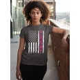 thumbnail image 3 of Breast Cancer Support Pink Ribbon Fight US Flag Unisex Men's T-shirt, L, Charcoal, 3 of 5