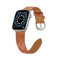 thumbnail image 3 of Wave Grain Compatible with Apple Watch Band 49mm 45mm 44mm 42mm, Genuine Leather Band Replacement Strap Compatible with iWatch Ultra 2/1 Series 9/8/7/6/5/4/3/2/1/SE2/SE,Brown, 3 of 7