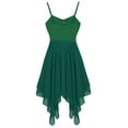 thumbnail image 4 of inhzoy Robe de Danse Lyrique pour Femmes en Chiffon Bretelles Spaghetti Asymétrique Robe de Bal Verte TTG, 4 of 7
