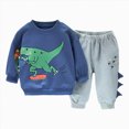 thumbnail image 3 of TOWED22 Toddler Boys Clothes Boy Outfits 2-Piece Long Sleeve Sweatshirt Tops and Pants Fall Winter Outfits Set Size:9-12 M,Color:Blue, 3 of 9