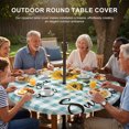 thumbnail image 3 of Round Outdoor Tablecloth with Umbrella Hole and Zipper, Sunflower Tablecloth with Elastic Waterproof, Teal Green Check You Are My Sunshine Bee Patio Table Covers for 31" - 35" Picnic Pool Tables, 3 of 9