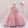 thumbnail image 2 of 6M-3T Baby Tutu Pageant Dress Toddler Bowknot Princess Tulle Girl Gown Flower Dresses with Headwear, 2 of 9