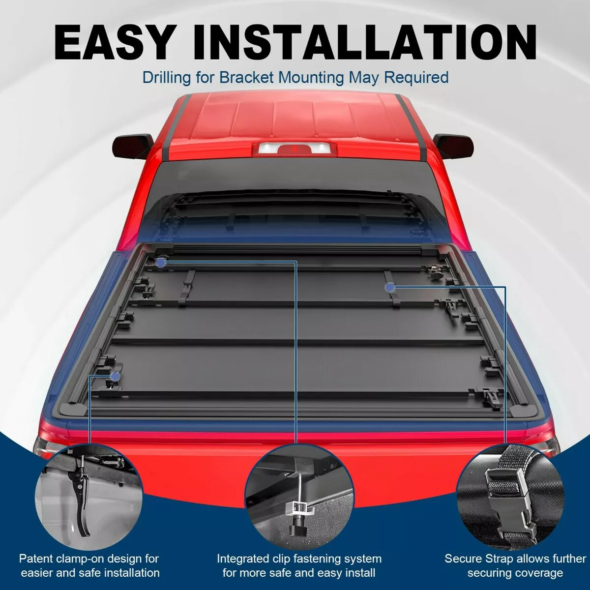 MOSTPLUS 6.5FT 4-Fold Tonneau Cover for 2016-2024 Nissan Titan XD Truck Bed Soft W/Lamp