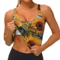 thumbnail image 3 of Gukieu Sunflower Field Art Print Women's Sports Vest, Low-neck U-shaped Removable Pad Sports Bra for Yoga, Exercise, Dance-Medium, 3 of 8